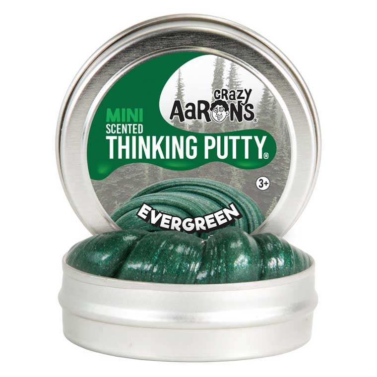 Mini tin of Crazy Aaron's Evergreen Thinking Putty®.
