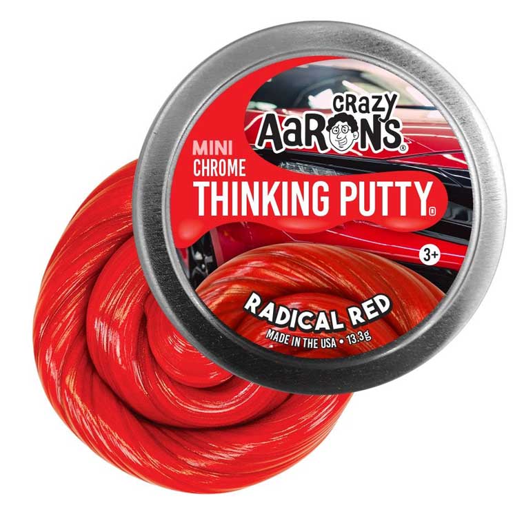 Mini tin of Crazy Aaron's Radical Red Thinking Putty®.