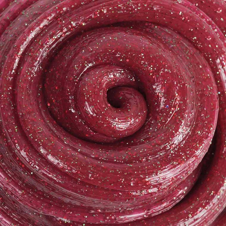 Close up texture of red sparkle putty.